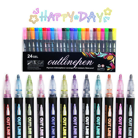 Metallic Color Double Line Outline Marker
