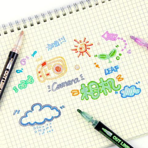 Metallic Color Double Line Outline Marker