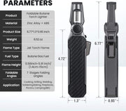 Adjustable Metal Kitchen Torch Refillable Butane Lighter with Safety Lock