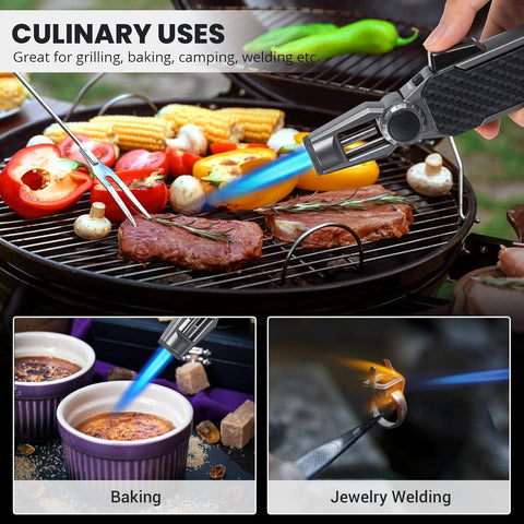 Adjustable Metal Kitchen Torch Refillable Butane Lighter with Safety Lock