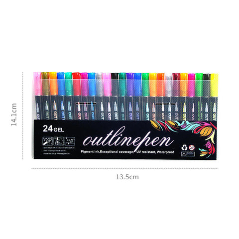 Metallic Color Double Line Outline Marker