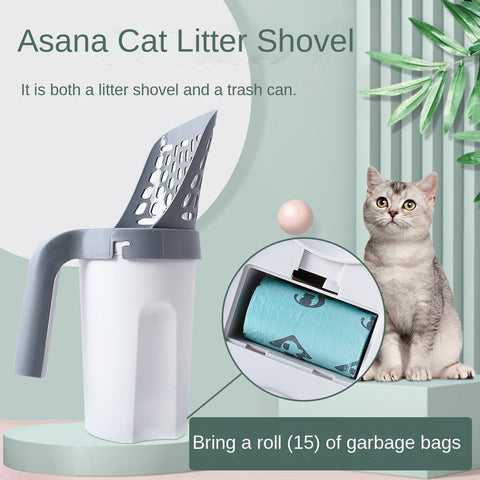 2 in 1 Plastic Cat Sand Scoop with Litter Bag