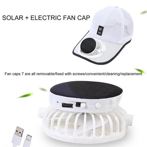 Solar Powered USB Charging Fan Hats Men Breathable Mesh Sun Protection Outdoor