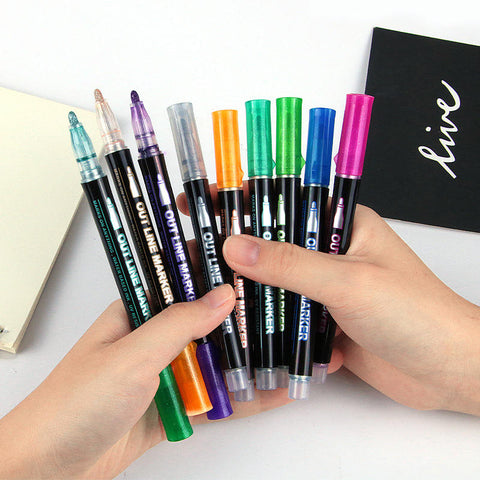 Metallic Color Double Line Outline Marker