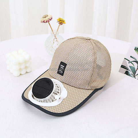 Solar Powered USB Charging Fan Hats Men Breathable Mesh Sun Protection Outdoor