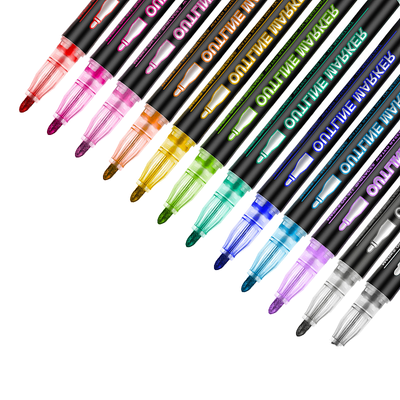 Metallic Color Double Line Outline Marker